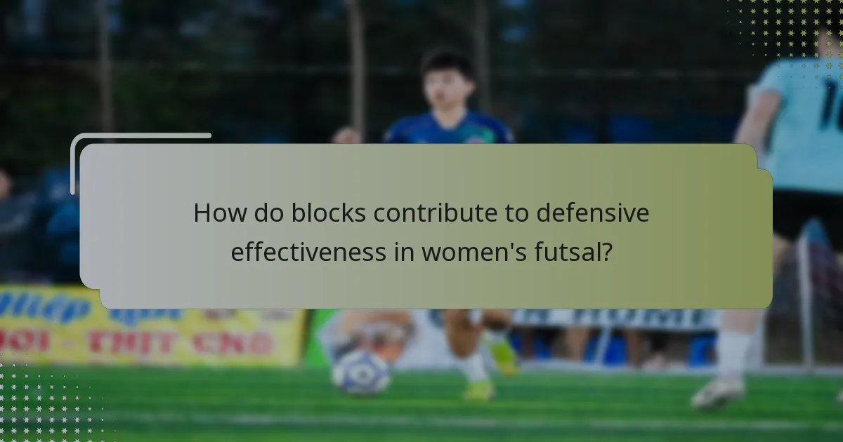 How do blocks contribute to defensive effectiveness in women's futsal?